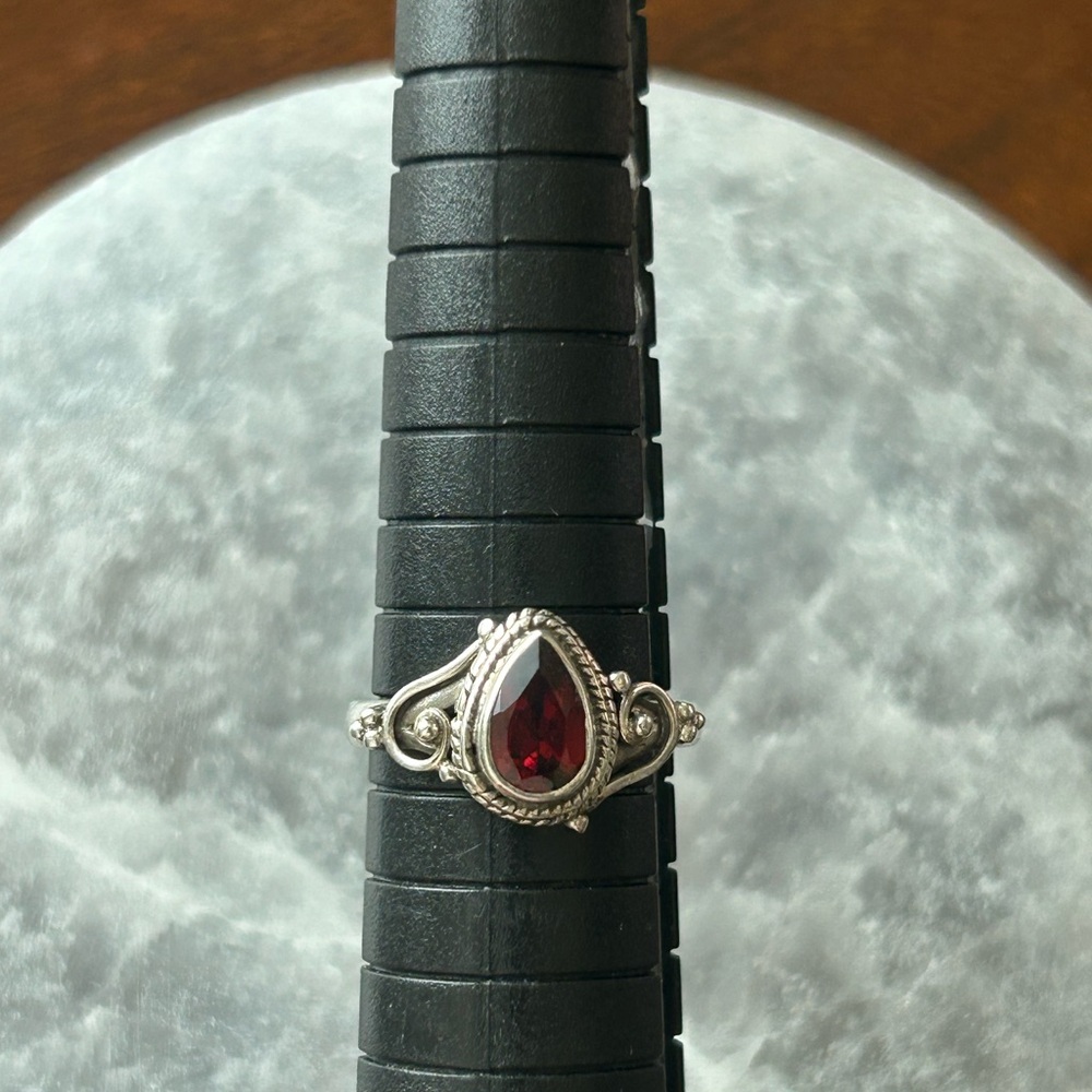 Garnet ring sterling silver